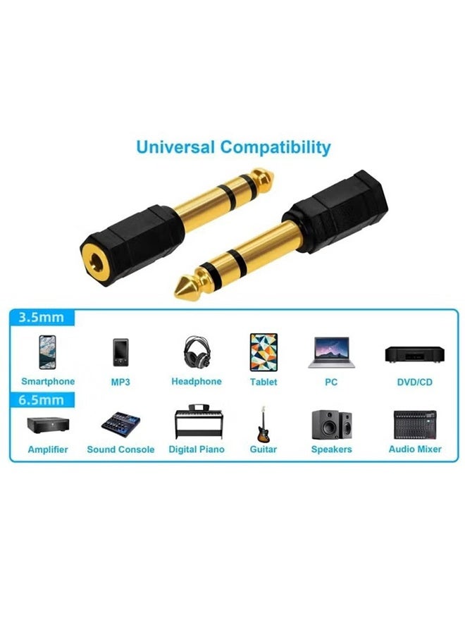 Ba Love 4 Pcs 6.5mm Male TRS Stereo Plug to 3.5mm Female TRS Stereo Jack Adapter, Gold Plated, Black - Image 5